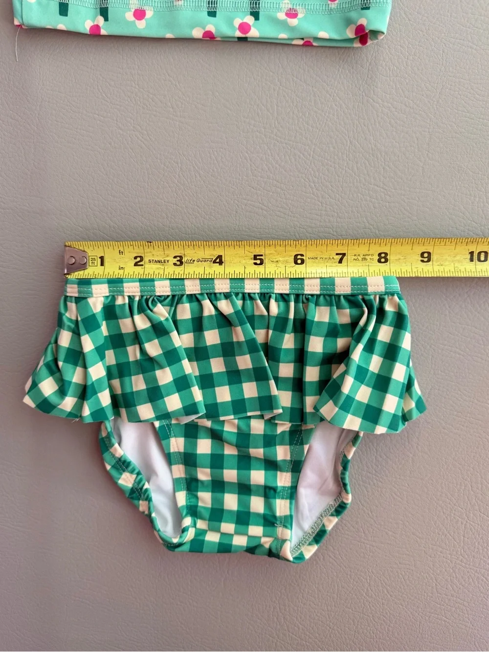 Hanna Andersson Rashguard & Skirted Bikini Bottoms Flowers on Green 18-24M NEW